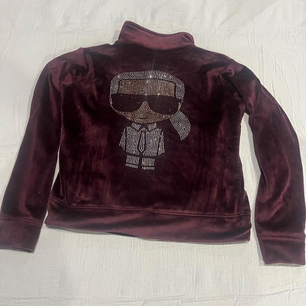 Karl Lagerfeld purple zip-up jacket with rhinestone